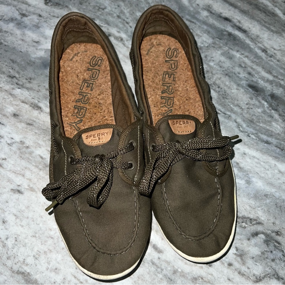 Sperry Women's Drift Hale Flat Sperry Top-sider Shoes Army Green Size 8.5M - Picture 6 of 7